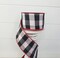 2.5"x10YD Check/Dupioni Back Double Sided Wired Ribbon - White/Black/Red - Versatile Elegance for Crafts and Decor-(RGX002424)